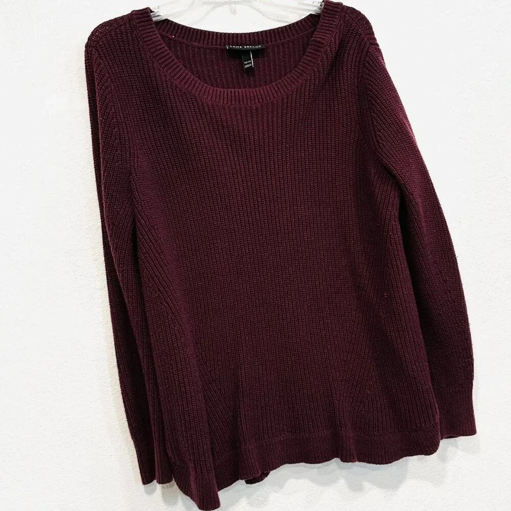 Lane Bryant Knit Sweater Burgundy Long Sleeve Pullover Boat Neck Plus Size 14/16 - Picture 4 of 9